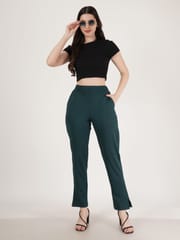 Elune Printed and plain knitted woman trousers