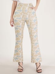 Elune Printed and plain knitted woman trousers