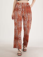 Elune Printed and plain knitted woman trousers