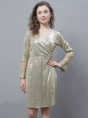 Elune Imported Sequin Gown in Georgette