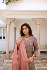 Pure Shimmer Kurti with Handwork with Pant and Shimmer Digital Dupatta